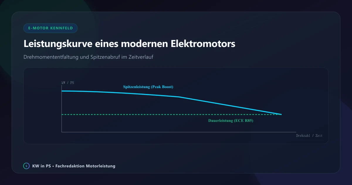 Diagramm zur Unterscheidung von Dauerleistung und Spitzenleistung bei Elektromotoren