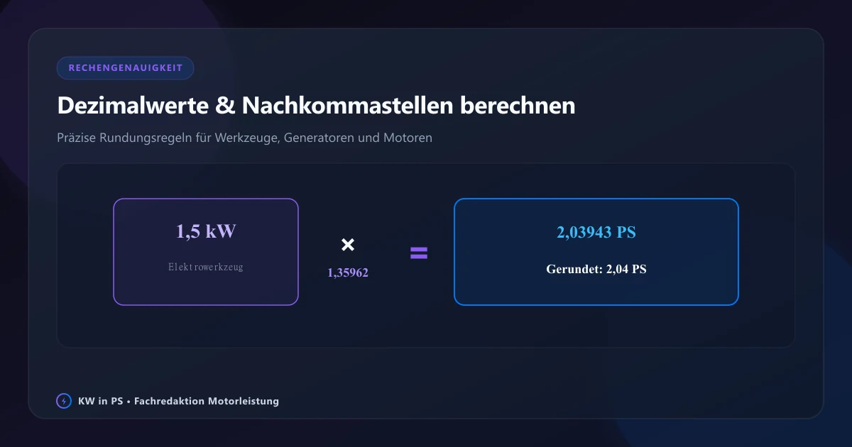 kW in PS bei Dezimalwerten genau berechnen