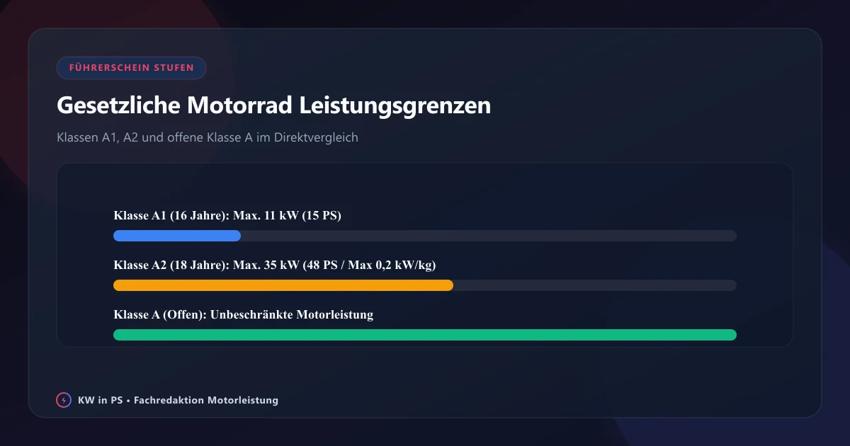 Gesetzliche Führerscheinklassen und Leistungsgrenzen für Motorräder